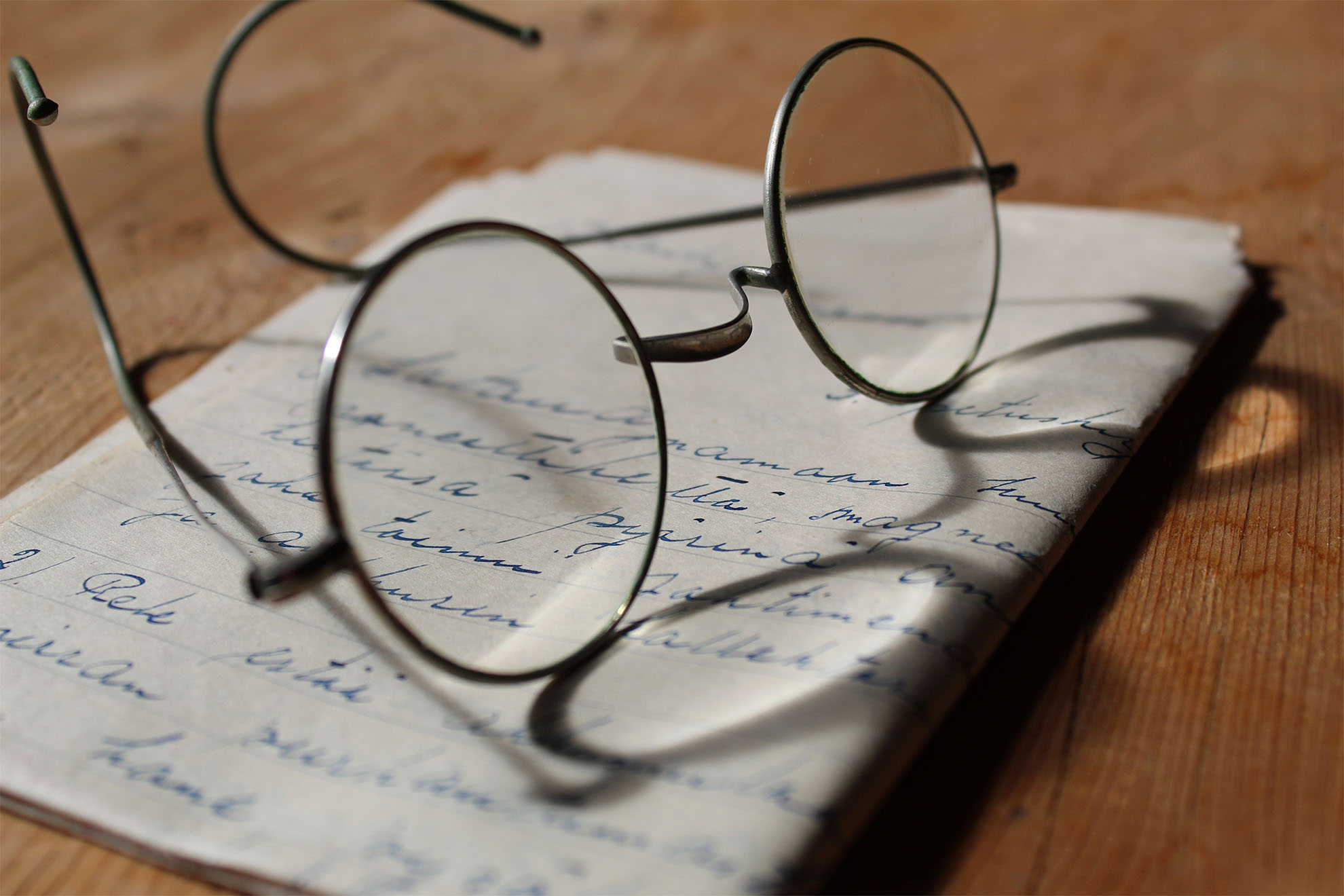 Reading Glasses & Hand Written Letter