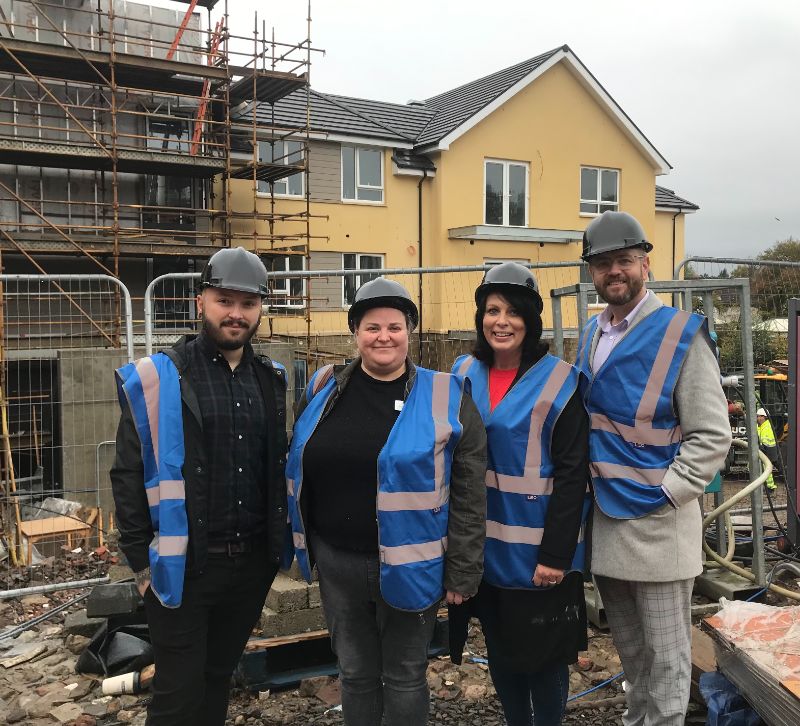 Staff Outside Mearns View During Build