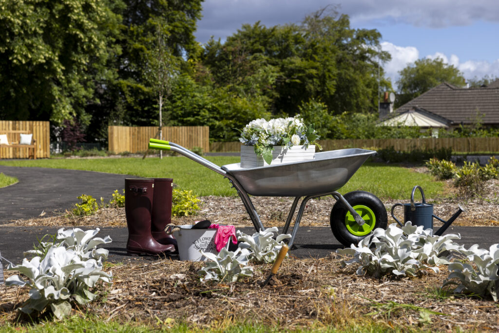 Wheelbarrow with Gardening Tools