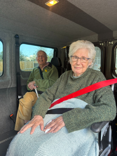 Residents sat inside the mini bus at Mearns View Care Home