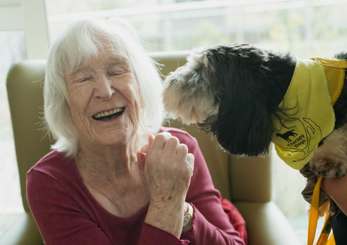 resident with dog